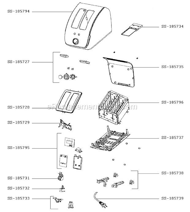 T-Fal TT702050/4Y Toaster Page A Diagram