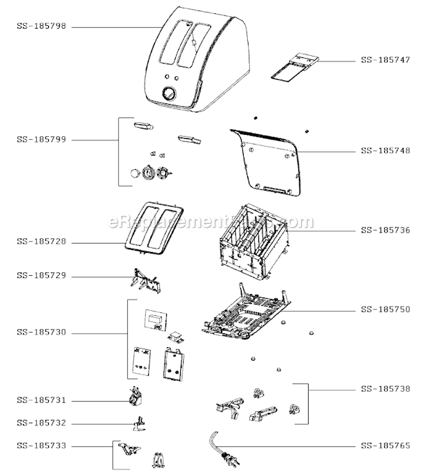 T-Fal TT709550/4Y Toaster Page A Diagram