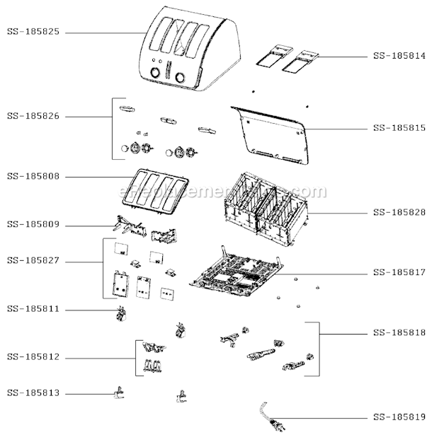 T-Fal TT746050/4Y Successor Toaster Page A Diagram