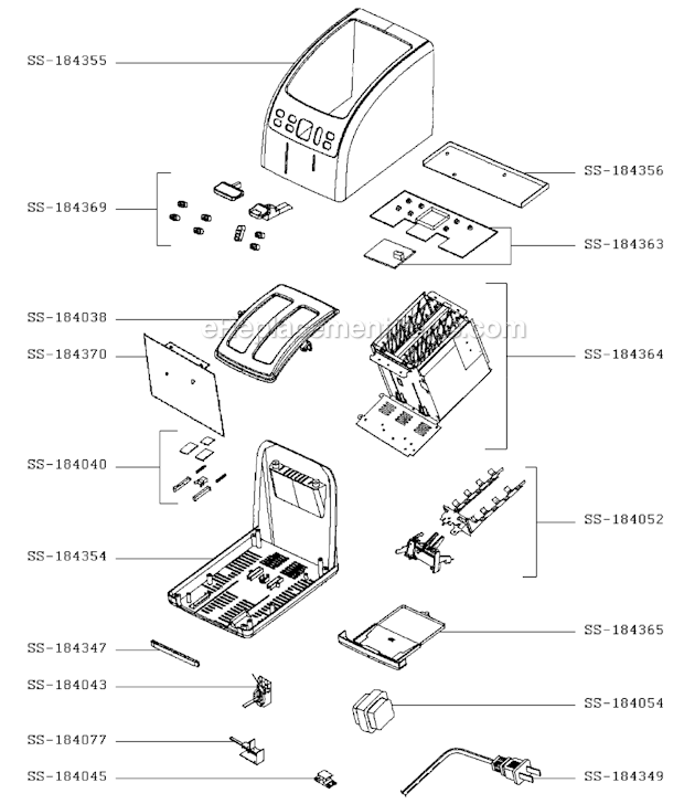 T-Fal TT806050/4Y Avante Elite Toaster Page A Diagram