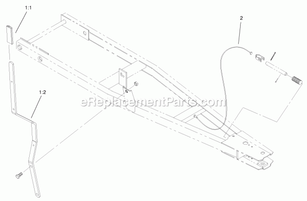 Toro 105-1501 Adapter Kit, 2002 And Later Snow/dozer Blade To 2001 And Earlier Gt Classic Garden Tractors Index Lever and Tension Cable Assembly Diagram