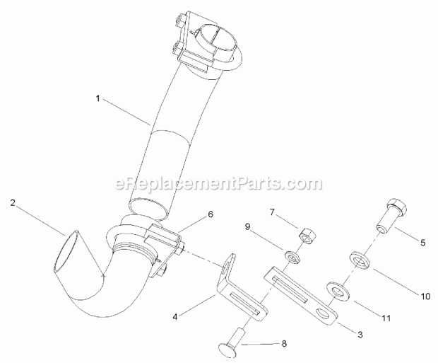 Toro 105-8400 Replacement Exhaust Pipe Kit, Dingo Model 22300 Compact Utility Loader Exhaust Pipe Assembly Diagram
