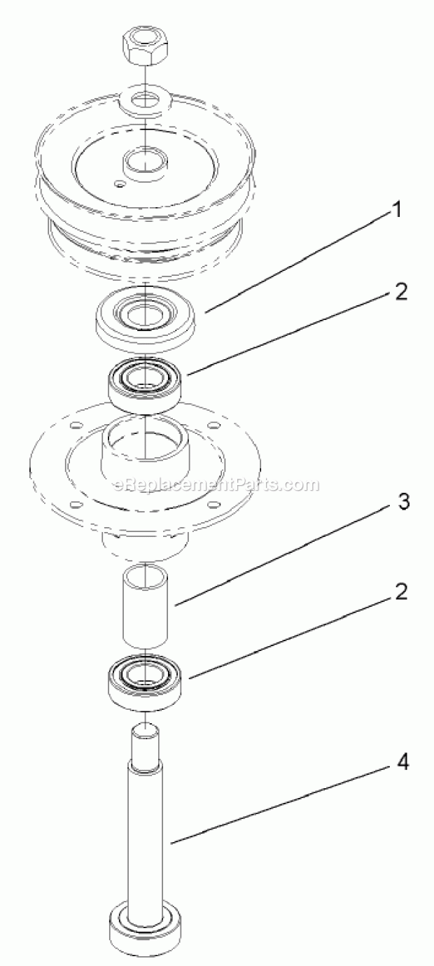 Toro 106-0796 Center Spindle Shaft Replacement Kit, 44in Mid-size Mowers Spindle Shaft Assembly Diagram