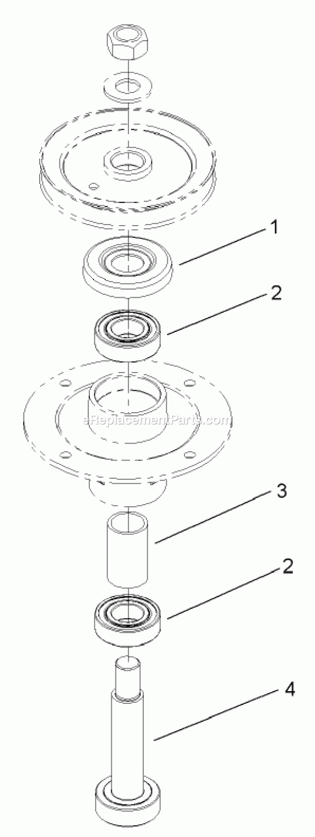Toro 106-0797 Outer Spindle Shaft Replacement Kit, 44in Mid-size Mowers Outer Spindle Shaft Assembly Diagram