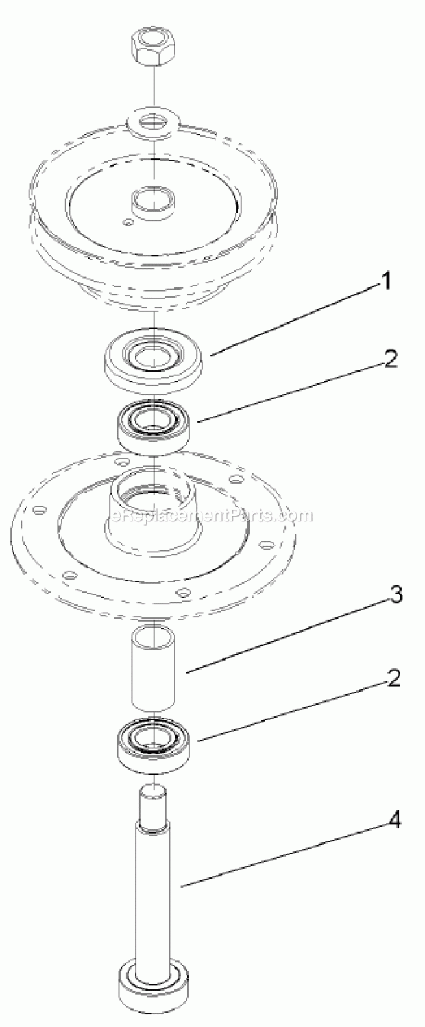 Toro 106-0798 Center Spindle Shaft Replacement Kit, 36in/52in Mid-size Mowers Spindle Shaft Assembly Diagram