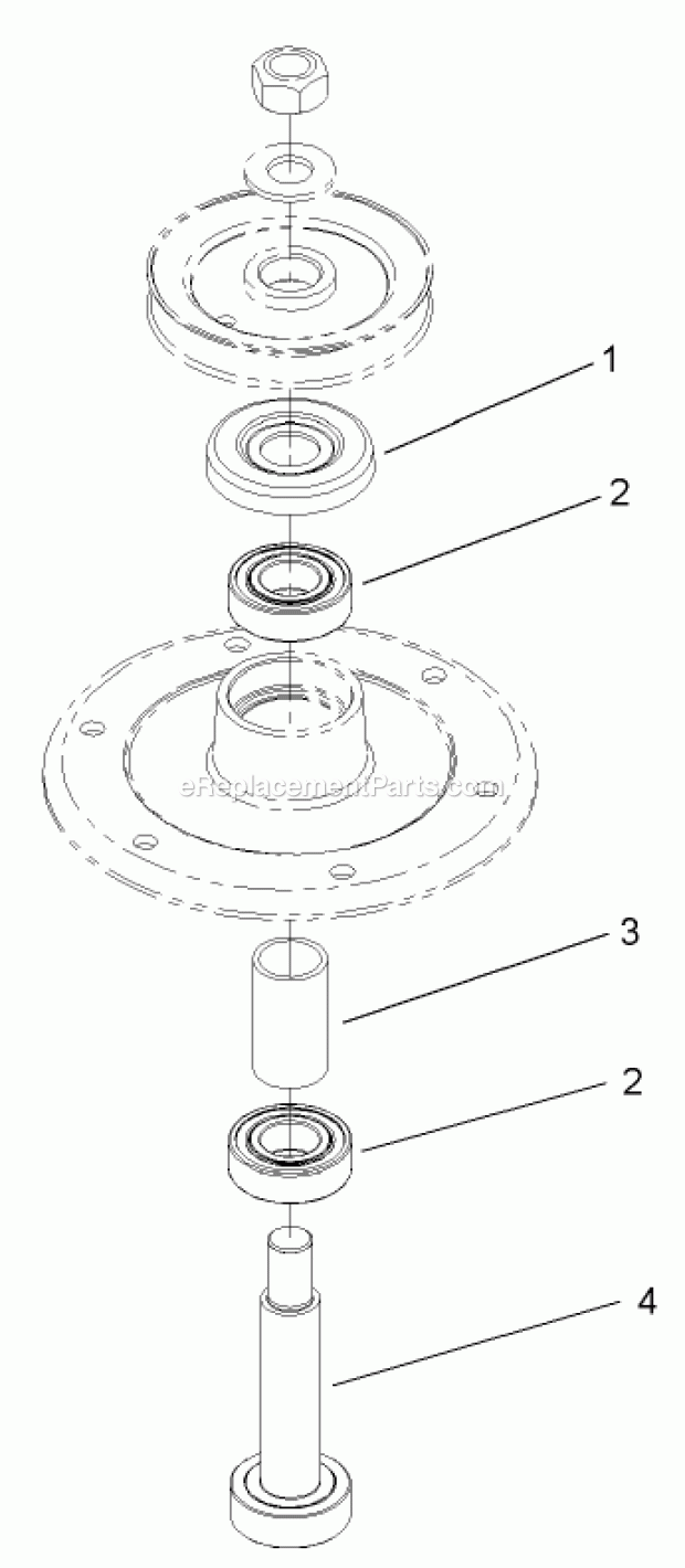 Toro 106-0799 Outer Spindle Shaft Replacement Kit, 36in/52in Mid-size Mowers Outer Spindle Shaft Assembly Diagram