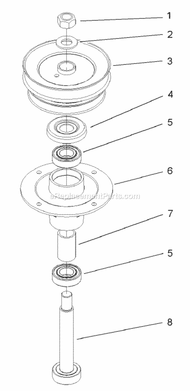 Toro 106-0801 Center Spindle Assembly Replacement Kit, 44in Mid-size Mowers Spindle Assembly Diagram