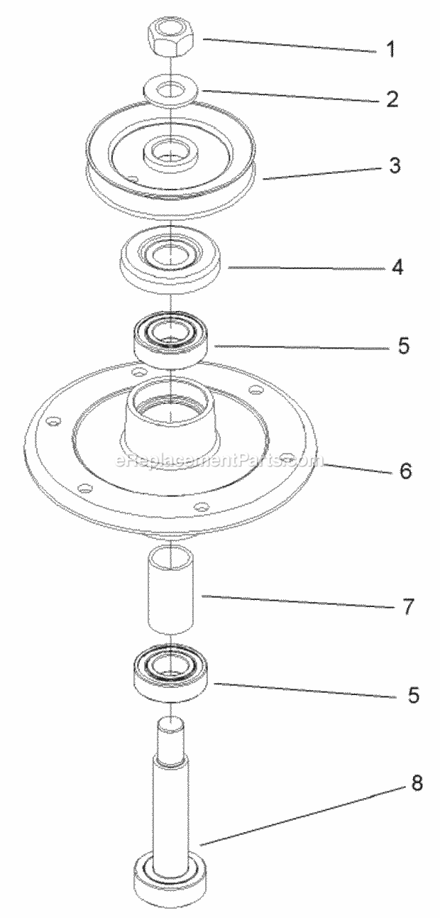 Toro 106-0804 Outer Spindle Assembly Replacement Kit, 36in/52in Mid-size Mowers Outer Spindle Assembly 106-0787 Diagram