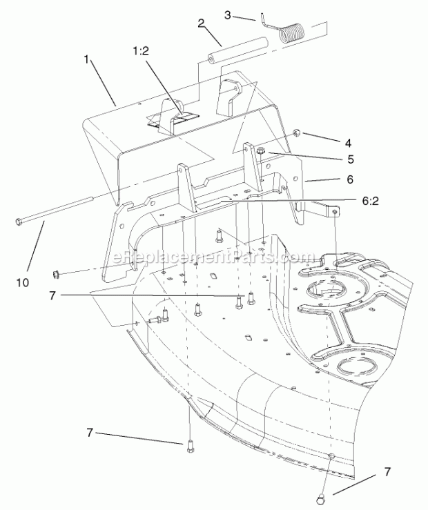 Toro 106-5452 44-in. Discharge Chute Retrofit Kit, 100 Series Z Master Discharge Chute Assembly Diagram