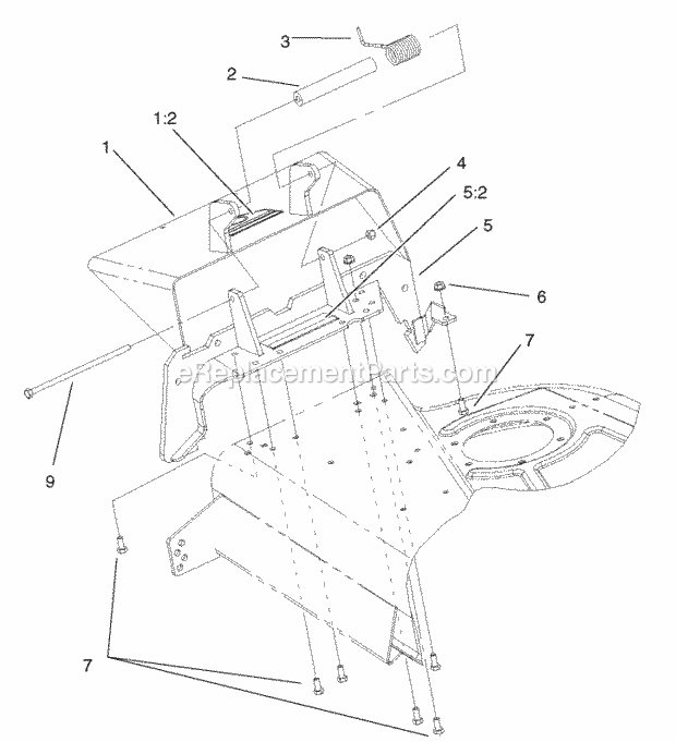 Toro 106-5470 52-in. Discharge Chute Retrofit Kit, 100 Series Z Master Discharge Chute Assembly Diagram