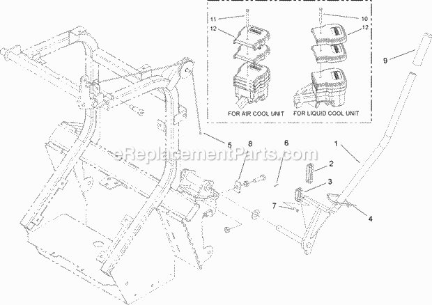 Toro 107-3088 Replacement Handle Kit, 200 Series Z Master With Roll-over Protection System Dump Arm Assembly Diagram
