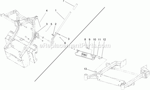 Toro 107-3089 Replacement Handle Kit, 100 Series Z Master With Roll-over Protection System Weight and Dump Arm Assembly Diagram