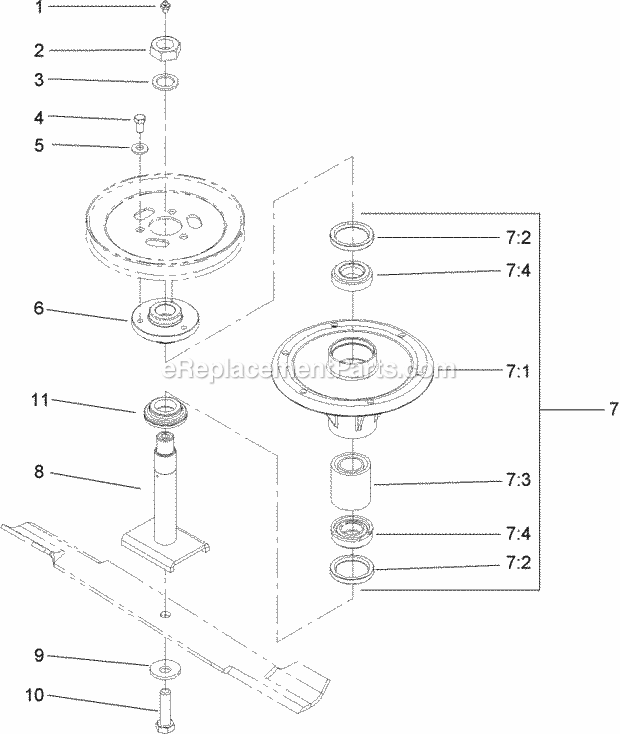 Toro 112-5024 Spindle Kit, Z Master Mowers With 72in Cutting Unit Spindle Assembly No. 112-5024 Diagram