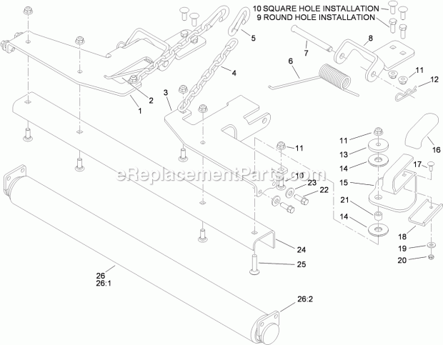 Toro 117-8560 Striping Kit, Grandstand Mower With 36-inch Or 40-inch Cutting Unit Roller Striper Assembly No. 117-8560 Diagram