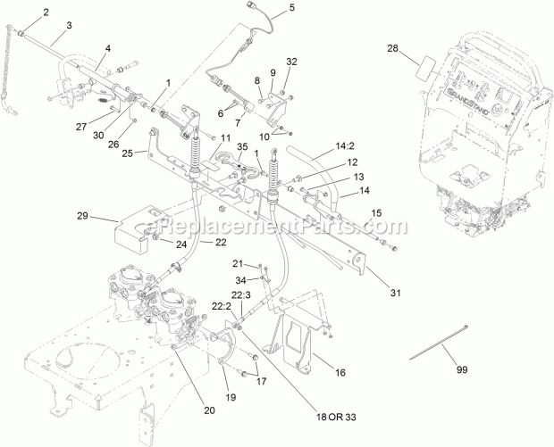 Toro 119-7380 Speed Control Removal Kit, 2010 And Before Grandstand Mower Speed Control Removal Assembly No. 119-7380 Diagram