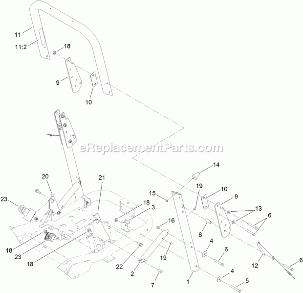 Toro 121-2984 Roll-over Protection System Kit, 2009 Or 2010 Titan Zx Zero-turn-radius Riding Mower Roll-Over Protection System Assembly Diagram