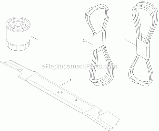 Toro 127-1630 Mvp Filter, Belt And Blade Kit, Titan Series Riding Mower With 60in Deck Mvp Filter, Belt and Blade Kit No. 127-1630 Diagram