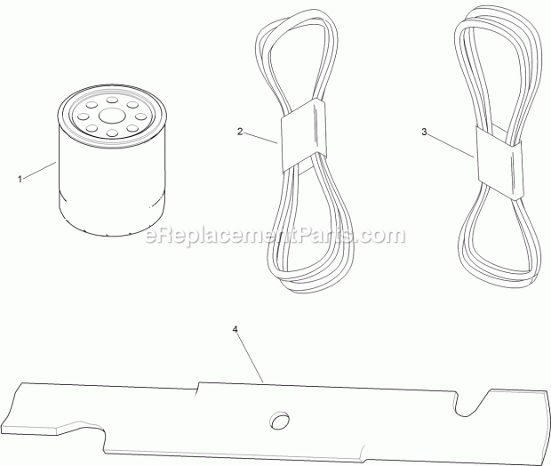 Toro 127-1646 Mvp Filter, Belt And Blade Kit, Grandstand Mower With 36in Deck Mvp Filter, Belt and Blade Kit No. 127-1646 Diagram