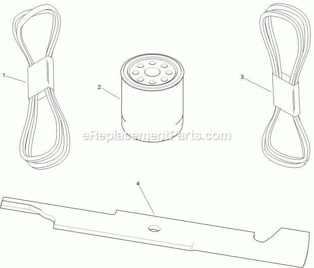 Toro 127-1648 Mvp Filter, Belt And Blade Kit, Grandstand Mower With 48in Deck Mvp Filter, Belt and Blade Kit No. 127-1648 Diagram