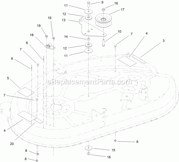 Toro 132-6931 Service Deck Kit, 42in Riding Mower 42 Inch Deck Assembly No. 132-6931 Diagram