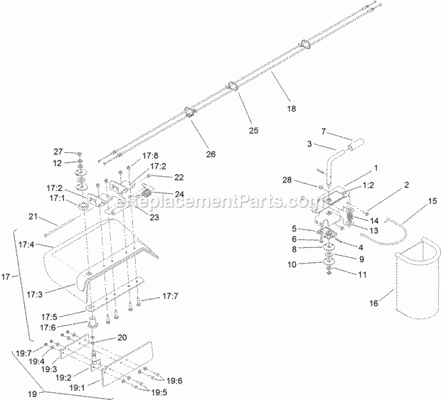 Toro 133-1434 Chute Gate Kit, Grandstand Mower Chute Gate Kit Assembly Diagram