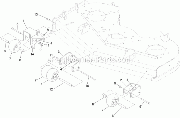 Toro 133-1440 Anti-scalp Kit, Grandstand Mower Anti-Scalp Assembly No. 133-1440 Diagram