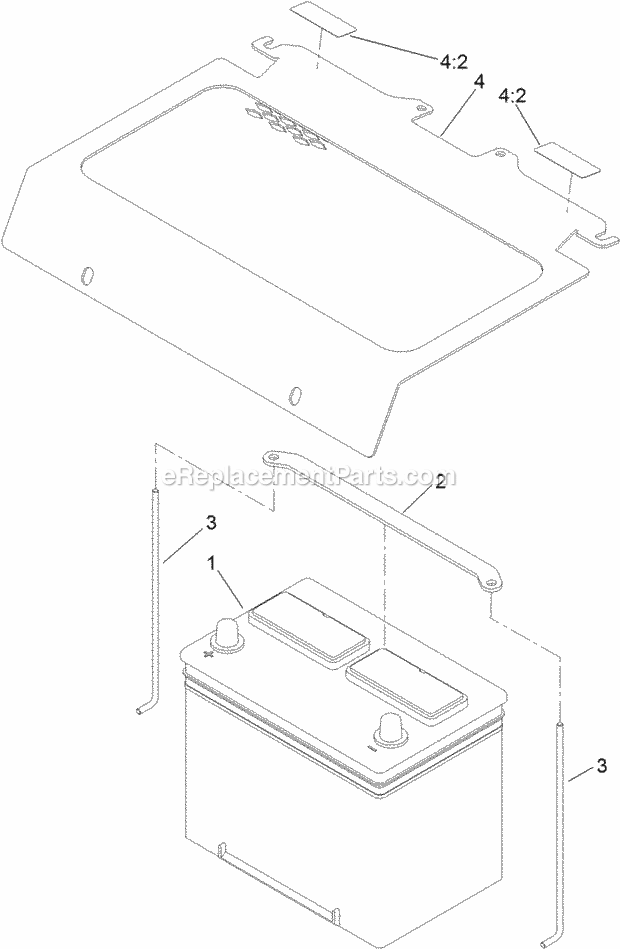 Toro 136-5802 Battery Kit, Tx 1000 Compact Tool Carrier Battery Assembly No. 136-5802 Diagram