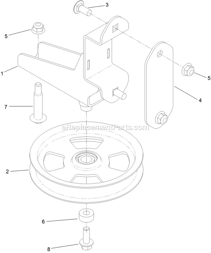 Toro 139-1546 Idler Kit, Blower Kit For GrandStand Multi Force Mower Pulley And Bracket Assembly Diagram