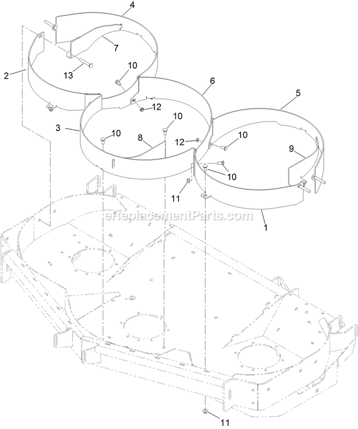 Toro 144-0379 Baffle Kit, 60in Z Master Mowers Rear Discharge Baffle Kit Assembly Diagram