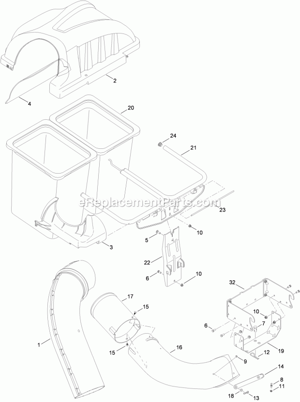 Toro 19A30002000 (1-1) 42-inch Twin Bagger, 2009 42 Inch Twin Bagger Assembly Diagram