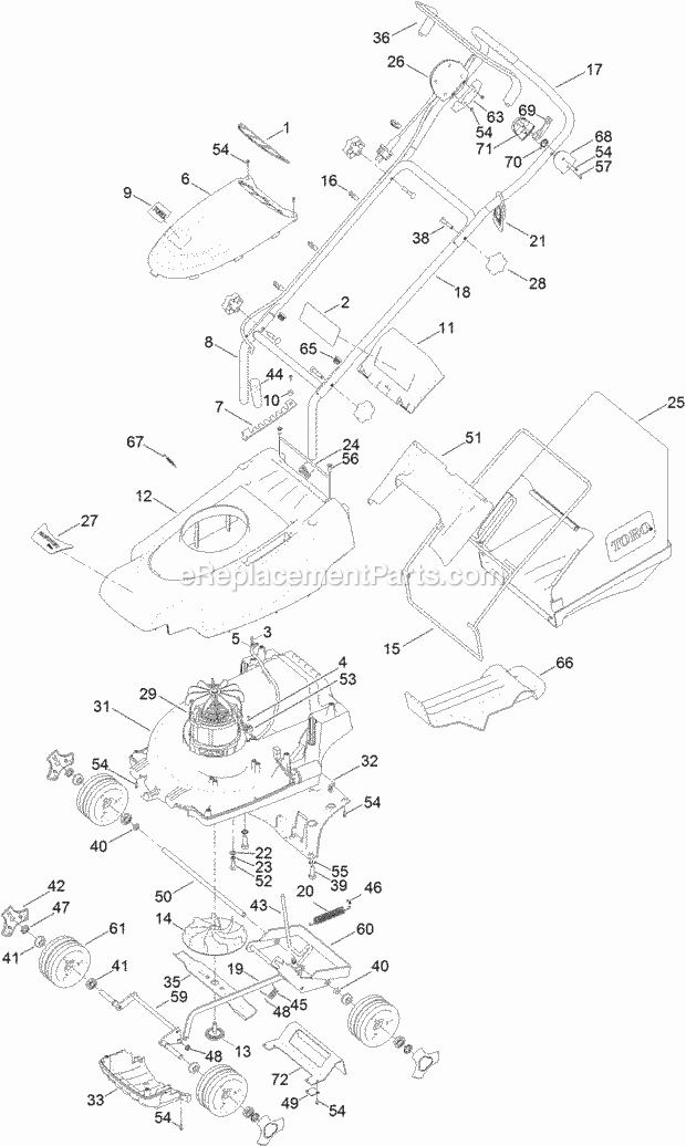 Toro 21136 (314000001-314999999) 36cm Electric Lawn Mower, 2014 36cm Lawn Mower Assembly Diagram