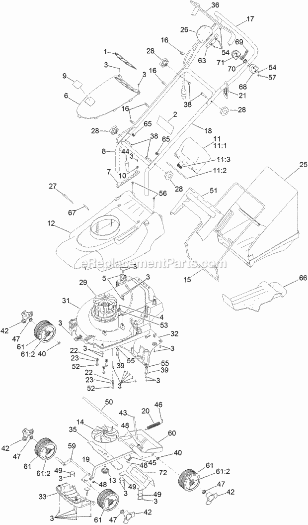 Toro 21136 (315000001-315999999) 36cm Electric Lawn Mower, 2015 36cm Lawn Mower Assembly Diagram