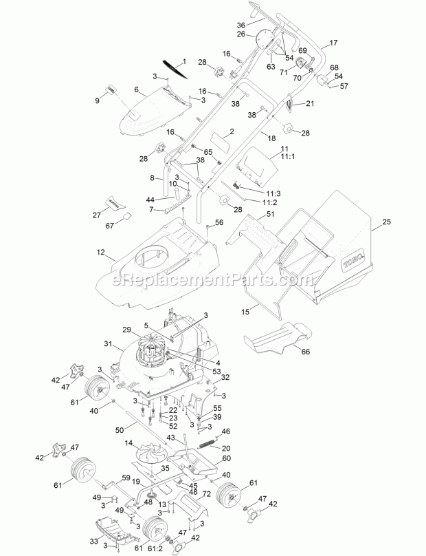 Toro 21136 (400000000-999999999) 36cm Electric Lawn Mower 36cm Electric Lawn Mower Assembly Diagram