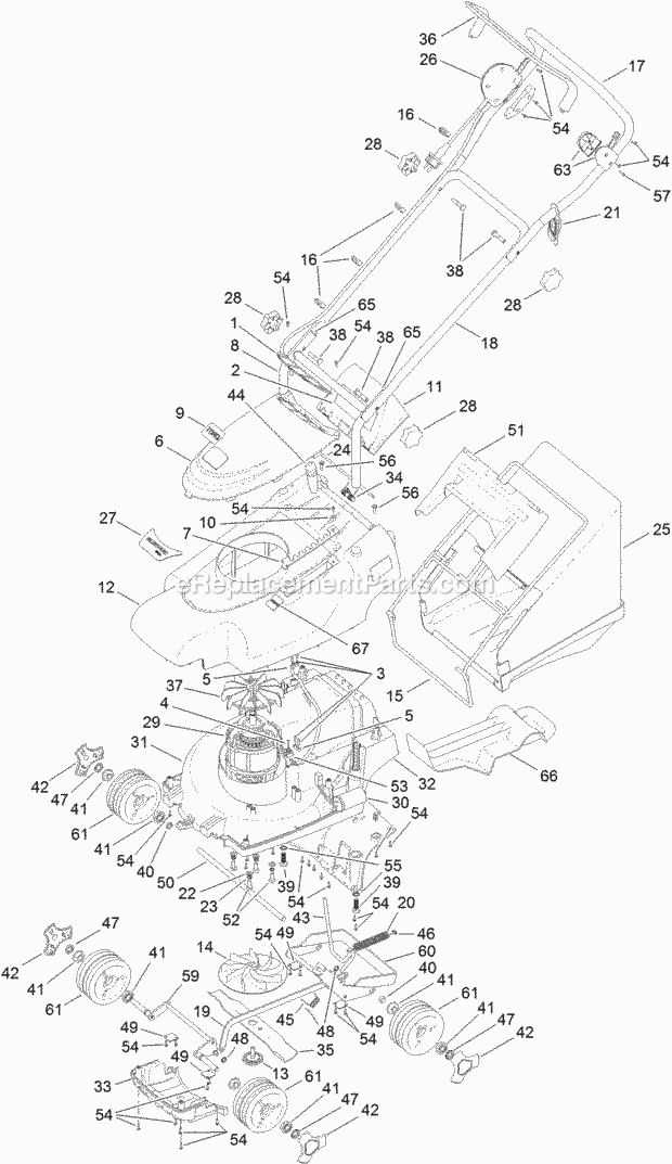 Toro 21180 (311000001-311999999) 36cm Electric Lawn Mower, 2011 36cm Electric Mower Assembly Diagram
