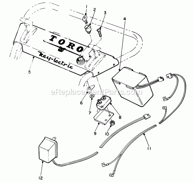 Toro 21666 (0033909-0035717) (1970) Whirlwind Battery Delco -in.Energet-in. Battery (Used on 21-in. Whirlwind S.P. Key-Lectric Start) Diagram