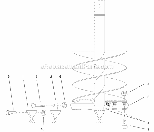 Toro 22402 (890001-899999) (1998) 6-in. Auger, Dingo Compact Utility Loader Earth Auger Assembly Diagram