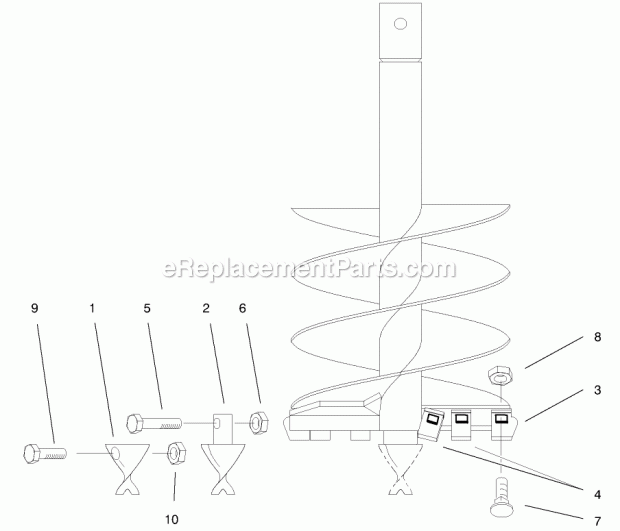 Toro 22404 (890001-899999) (1998) 12-in. Auger, Dingo Compact Utility Loader Earth Auger Assembly Diagram