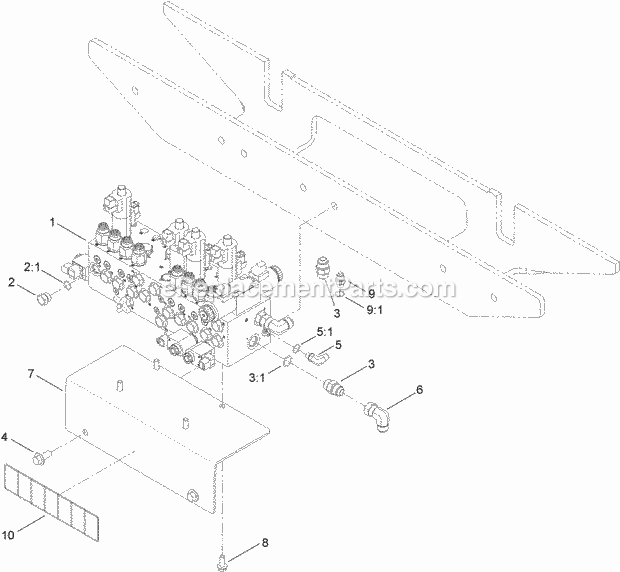 Toro 25460E Auxiliary Hydraulics Kit, Rt1200 Trencher Auxillary Valve Assembly Diagram