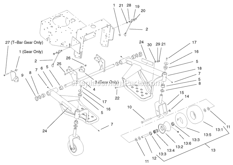 Toro 30110 (230000001-230000527)(2003) Proline Mid-Size Mowers Tru Trak Sulky Sulky Assembly Diagram