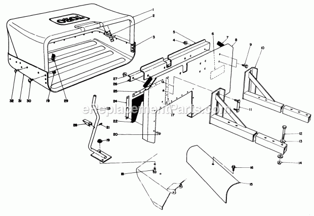 Toro 30127 (6000001-6999999) (1986) 52-in. Soft Bag 5 Bu. For Floating Mid-size Mowers 44-in. & 52-in. Bagging Kit Assembly Diagram