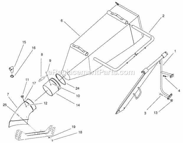Toro 30129 (210000001-210999999) 37-in. Soft Bag 4 Bu. For Floating Mid-size Mowers, 2001 37-in. Bag and Frame Assembly Diagram