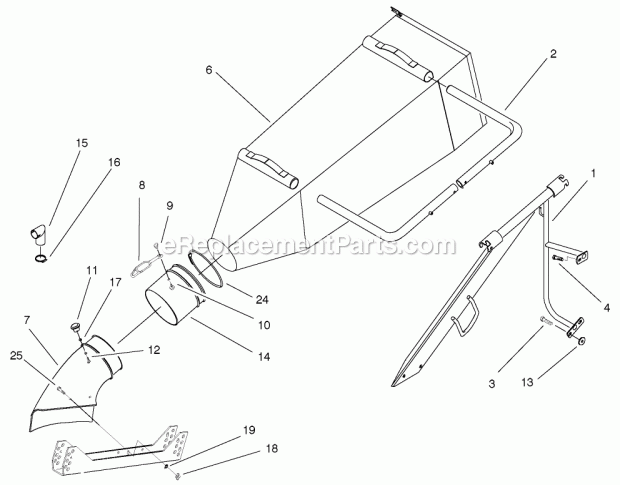 Toro 30129 (220000001-220999999) 37-in. Soft Bag 4 Bu. For Floating Mid-size Mowers, 2002 37-in. Bag and Frame Assembly Diagram