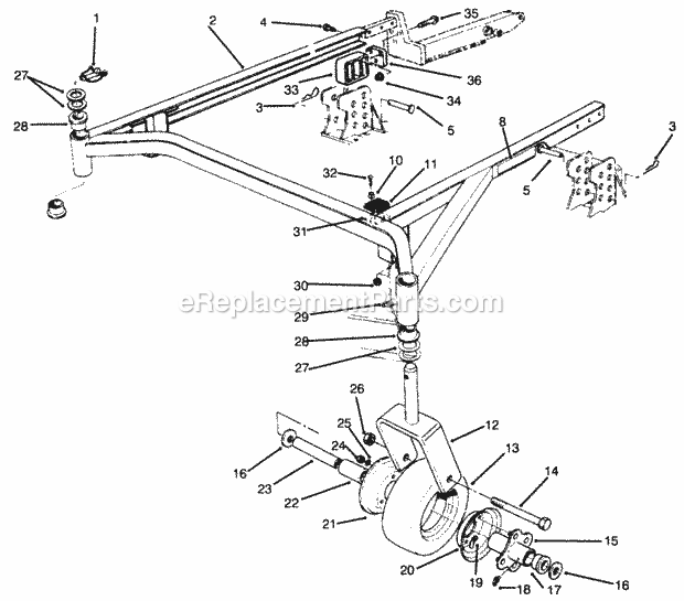 Toro 30652 (590001-599999) (1995) 52-in. Side Discharge Mower Carrier Frame Assembly Diagram