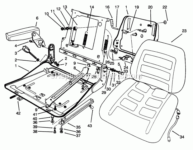 Toro 30756 (39000001-39999999) (1993) Deluxe Seat Deluxe Suspension Seat Kit Diagram
