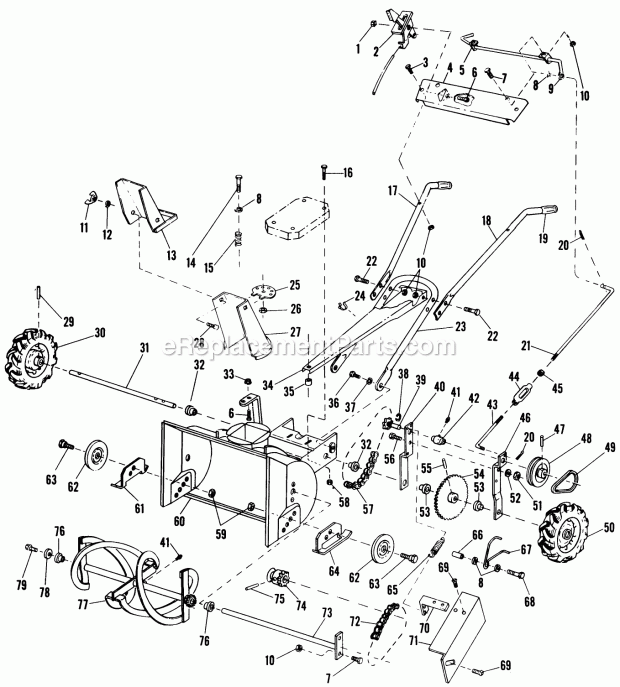 Toro 4-1040 (1972) Pathfinder Snow Thrower Parts List Diagram