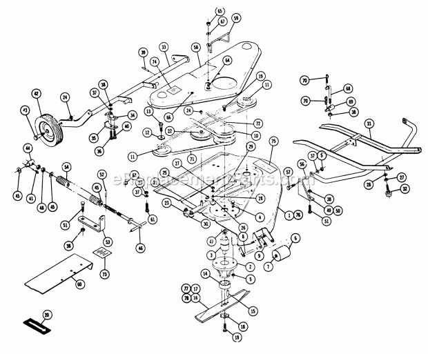 Toro 5-0702 (1973) 36-in. Side Discharge Mower Parts List for Rotary Mowers Diagram