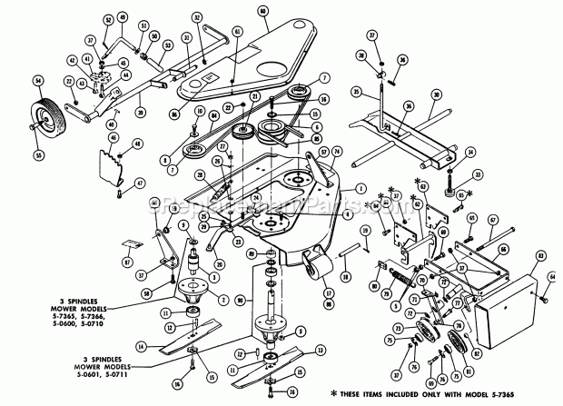 Toro 5-0710 (1971) 36-in. Side Discharge Mower Parts List for Rotary Mower Diagram