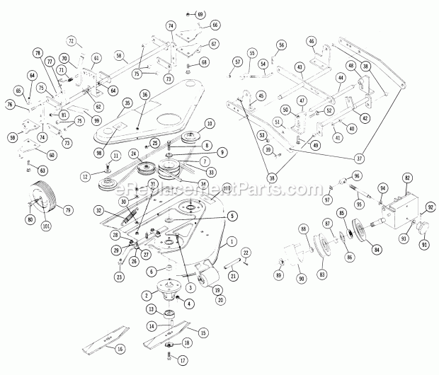 Toro 5-0720 (1972) 36-in. Side Discharge Mower Parts List for Rotary Mower Diagram