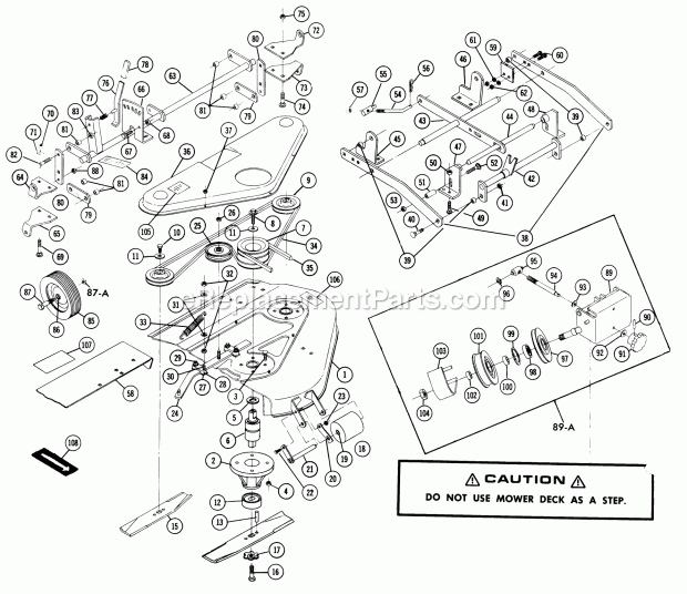 Toro 5-0722 (1975) 36-in. Side Discharge Mower Parts List for Rotary Mower Diagram