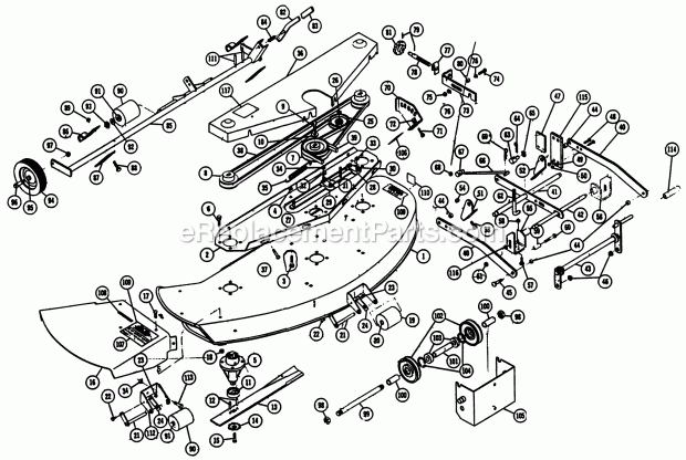 Toro 5-1220 (1974) 48-in. Side Discharge Mower Parts List for 48-in. 18 Hp Automatic Diagram